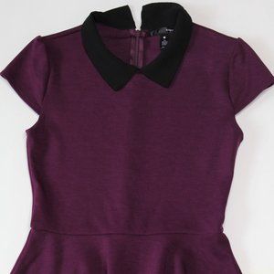 Plum Aqua Dress with Black Collar
